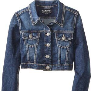 Silver Jeans Co. Big Girls' Cassie Cropped Dark Wash Jean Jacket Large